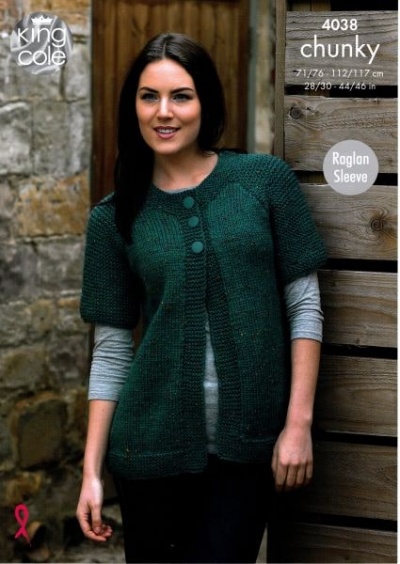 Knitting Pattern - King Cole 4038 - Chunky Tweed - Ladies Cardigan & Sweater